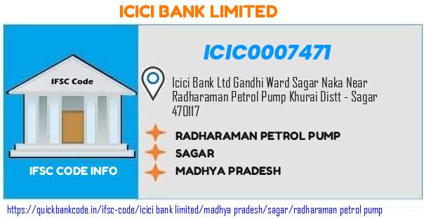 Icici Bank Radharaman Petrol Pump ICIC0007471 IFSC Code