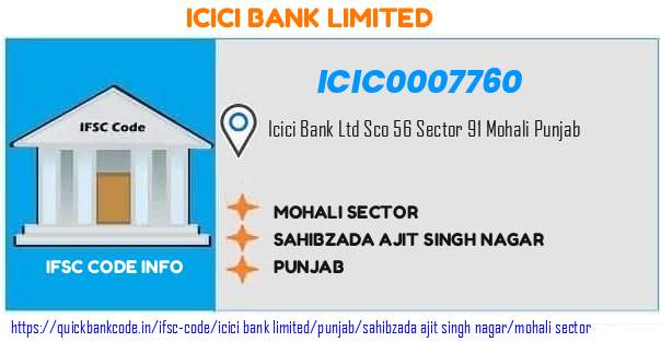 ICIC0007760 ICICI Bank. MOHALI SECTOR
