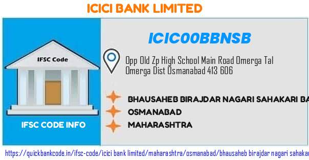 Icici Bank Bhausaheb Birajdar Nagari Sahakari Bank  ICIC00BBNSB IFSC Code