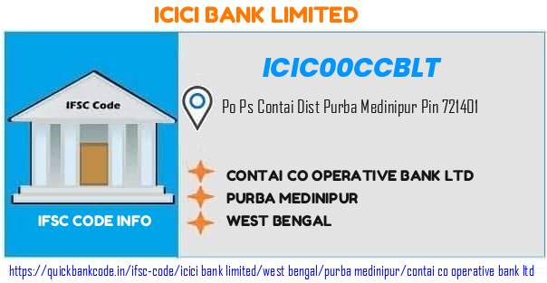 Icici Bank Contai Co Operative Bank  ICIC00CCBLT IFSC Code