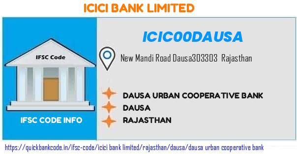 Icici Bank Dausa Urban Cooperative Bank ICIC00DAUSA IFSC Code