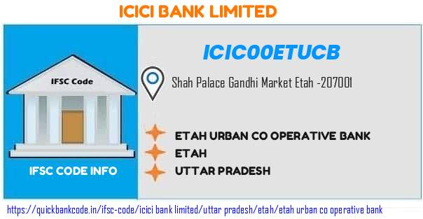 Icici Bank Etah Urban Co Operative Bank ICIC00ETUCB IFSC Code