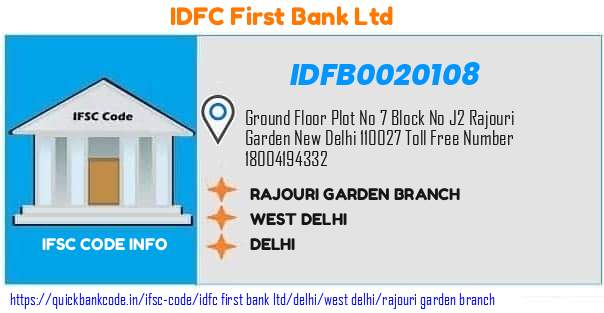 Idfc First Bank Rajouri Garden Branch IDFB0020108 IFSC Code