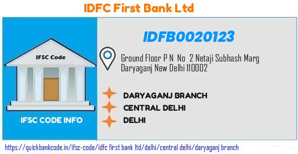 Idfc First Bank Daryaganj Branch IDFB0020123 IFSC Code