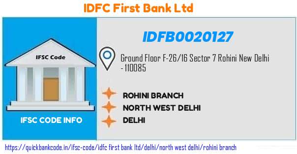 Idfc First Bank Rohini Branch IDFB0020127 IFSC Code