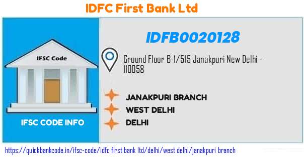 Idfc First Bank Janakpuri Branch IDFB0020128 IFSC Code