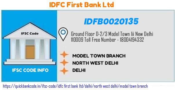 Idfc First Bank Model Town Branch IDFB0020135 IFSC Code