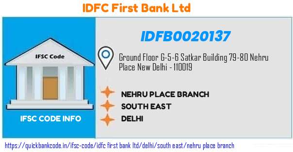 Idfc First Bank Nehru Place Branch IDFB0020137 IFSC Code