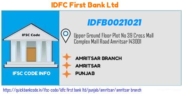 Idfc First Bank Amritsar Branch IDFB0021021 IFSC Code