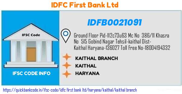 Idfc First Bank Kaithal Branch IDFB0021091 IFSC Code