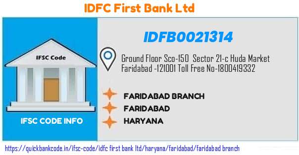 Idfc First Bank Faridabad Branch IDFB0021314 IFSC Code