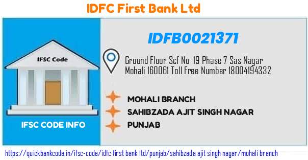 Idfc First Bank Mohali Branch IDFB0021371 IFSC Code