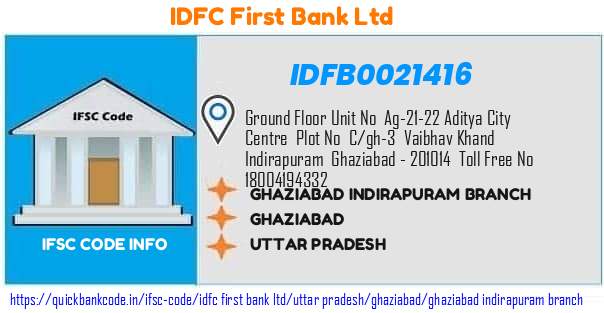 Idfc First Bank Ghaziabad Indirapuram Branch IDFB0021416 IFSC Code