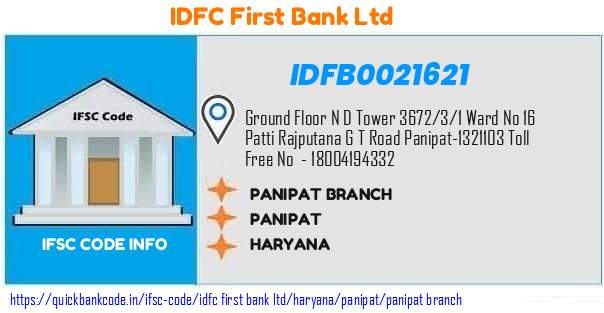 Idfc First Bank Panipat Branch IDFB0021621 IFSC Code