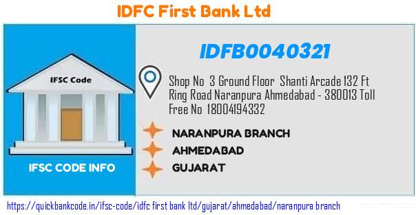 Idfc First Bank Naranpura Branch IDFB0040321 IFSC Code