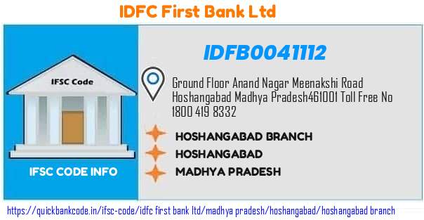 Idfc First Bank Hoshangabad Branch IDFB0041112 IFSC Code