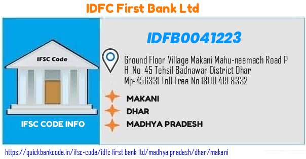 Idfc First Bank Makani IDFB0041223 IFSC Code