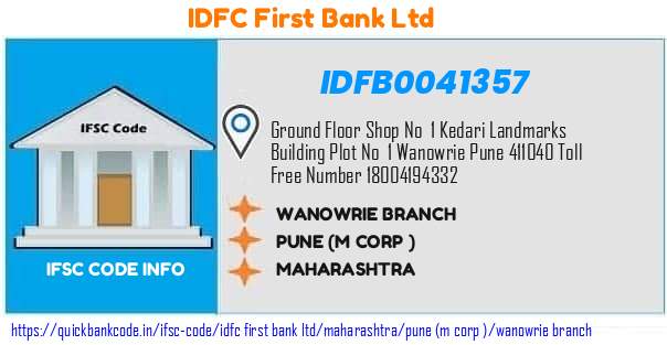 Idfc First Bank Wanowrie Branch IDFB0041357 IFSC Code