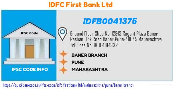 Idfc First Bank Baner Branch IDFB0041375 IFSC Code