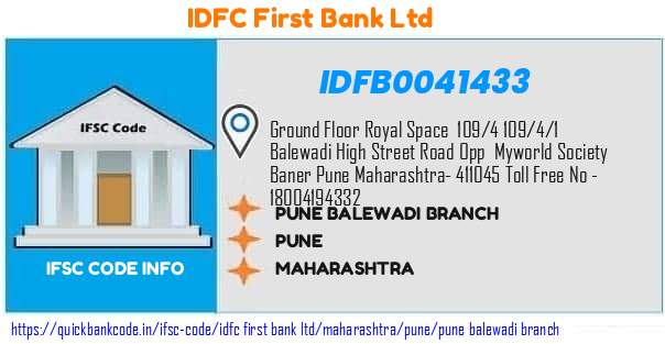 Idfc First Bank Pune Balewadi Branch IDFB0041433 IFSC Code