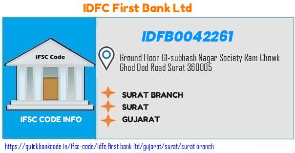 Idfc First Bank Surat Branch IDFB0042261 IFSC Code