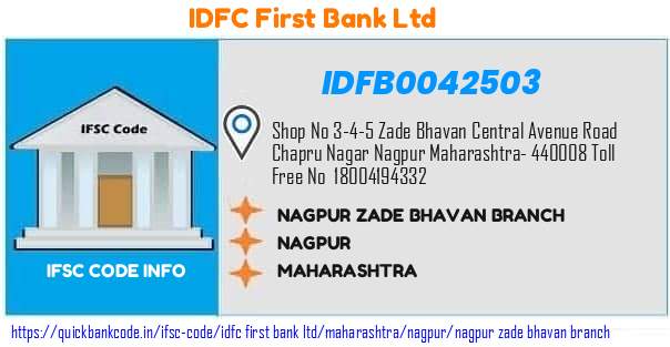 Idfc First Bank Nagpur Zade Bhavan Branch IDFB0042503 IFSC Code