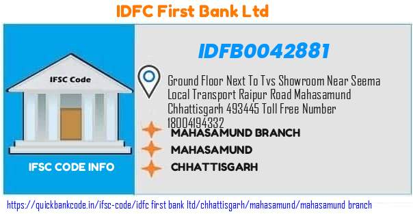 Idfc First Bank Mahasamund Branch IDFB0042881 IFSC Code