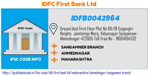 Idfc First Bank Sangamner Branch IDFB0042964 IFSC Code