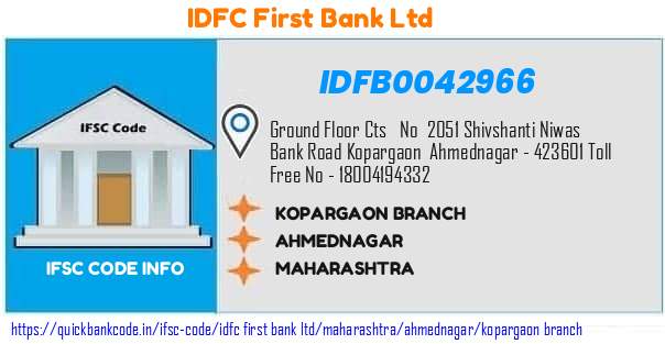 Idfc First Bank Kopargaon Branch IDFB0042966 IFSC Code