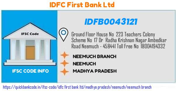 IDFB0043121 IDFC FIRST Bank. NEEMUCH BRANCH