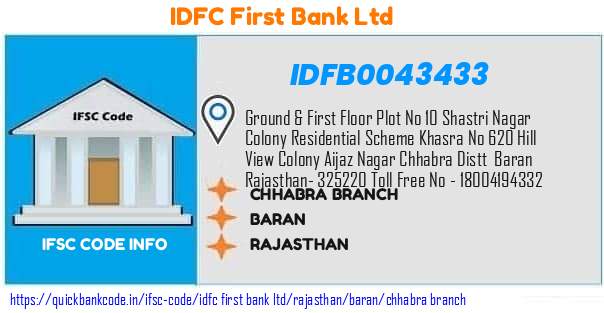 Idfc First Bank Chhabra Branch IDFB0043433 IFSC Code