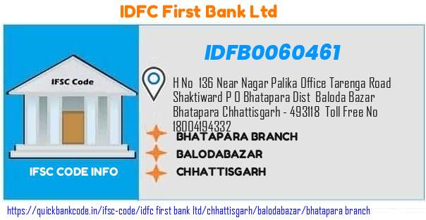IDFB0060461 IDFC FIRST Bank. BHATAPARA BRANCH