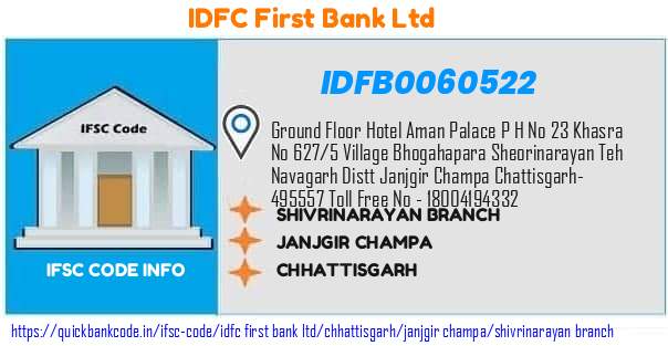 Idfc First Bank Shivrinarayan Branch IDFB0060522 IFSC Code