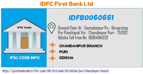 Idfc First Bank Chandanpur Branch IDFB0060661 IFSC Code