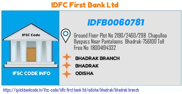 Idfc First Bank Bhadrak Branch IDFB0060781 IFSC Code