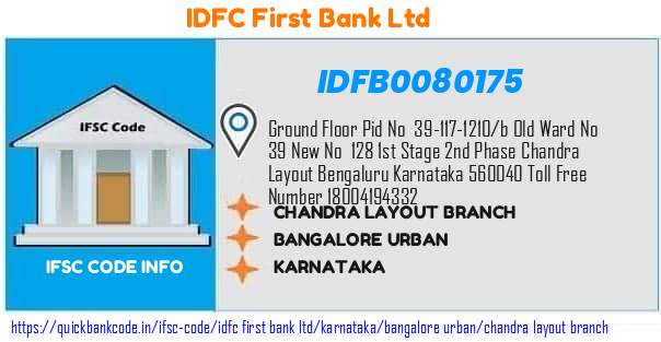 Idfc First Bank Chandra Layout Branch IDFB0080175 IFSC Code