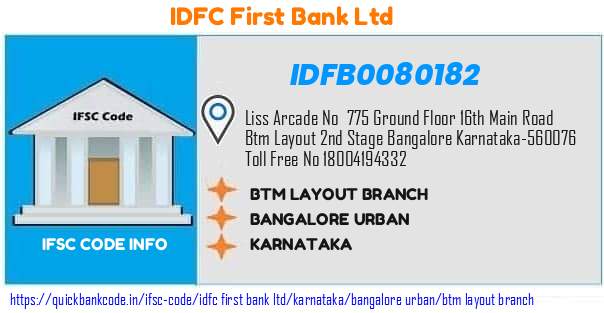 Idfc First Bank Btm Layout Branch IDFB0080182 IFSC Code