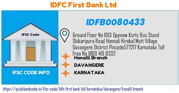 Idfc First Bank Honalli Branch IDFB0080433 IFSC Code