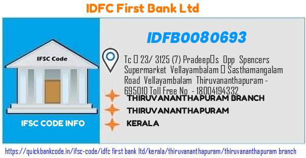 IDFB0080693 IDFC FIRST Bank. THIRUVANANTHAPURAM BRANCH