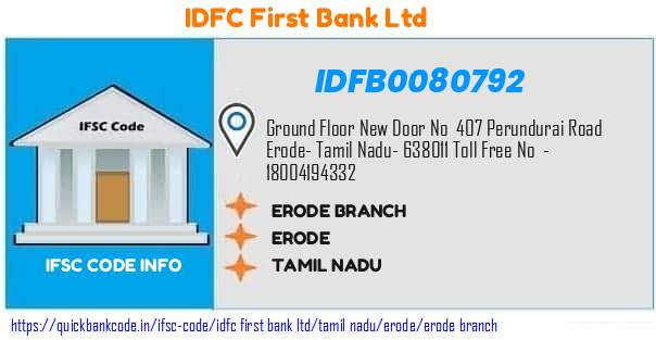 Idfc First Bank Erode Branch IDFB0080792 IFSC Code