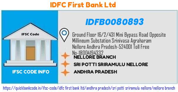 Idfc First Bank Nellore Branch IDFB0080893 IFSC Code