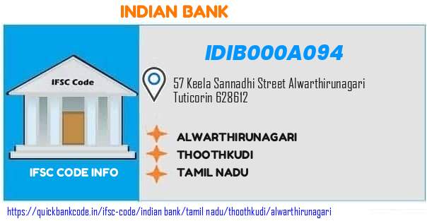 Indian Bank Alwarthirunagari IDIB000A094 IFSC Code