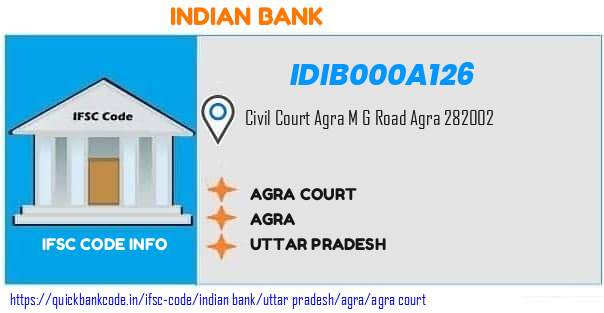 Indian Bank Agra Court IDIB000A126 IFSC Code