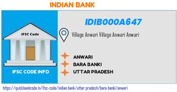 Indian Bank Anwari IDIB000A647 IFSC Code