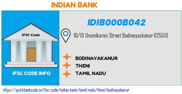 Indian Bank Bodinayakanur IDIB000B042 IFSC Code