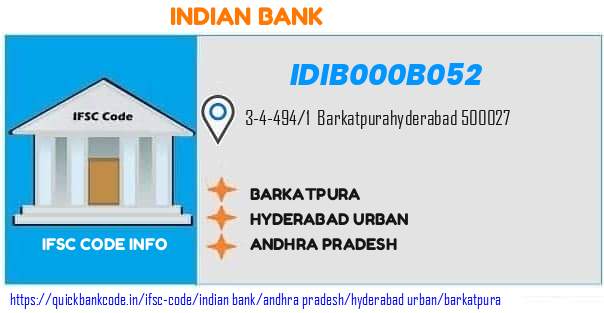 Indian Bank Barkatpura IDIB000B052 IFSC Code