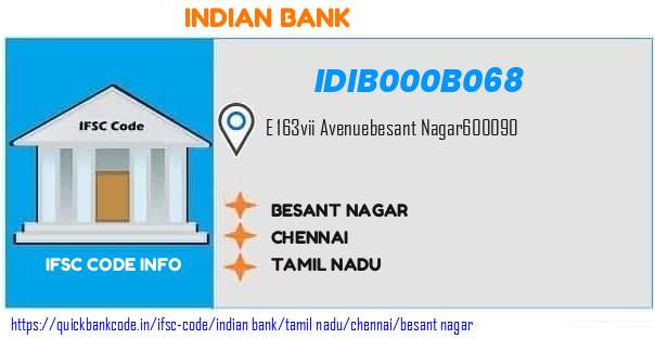 Indian Bank Besant Nagar IDIB000B068 IFSC Code