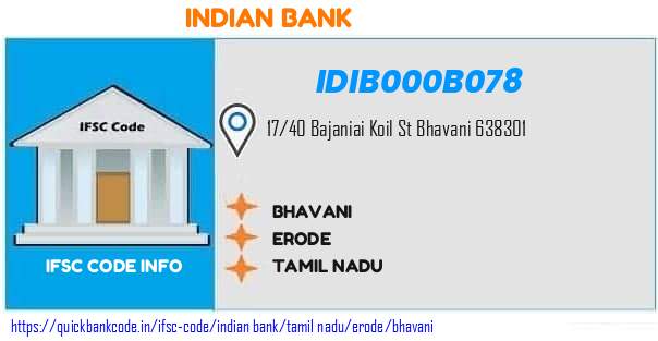 Indian Bank Bhavani IDIB000B078 IFSC Code