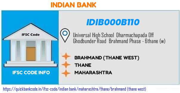 Indian Bank Brahmand thane West IDIB000B110 IFSC Code
