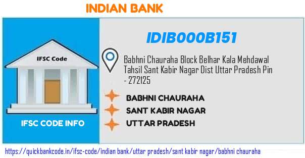 Indian Bank Babhni Chauraha IDIB000B151 IFSC Code